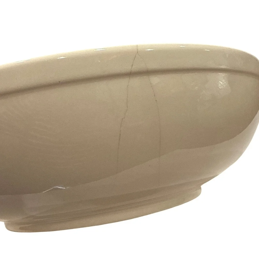 Pottery Barn VTG Vegetable Serving Bowl HandPainted Ceramic Japan Hairline Crack